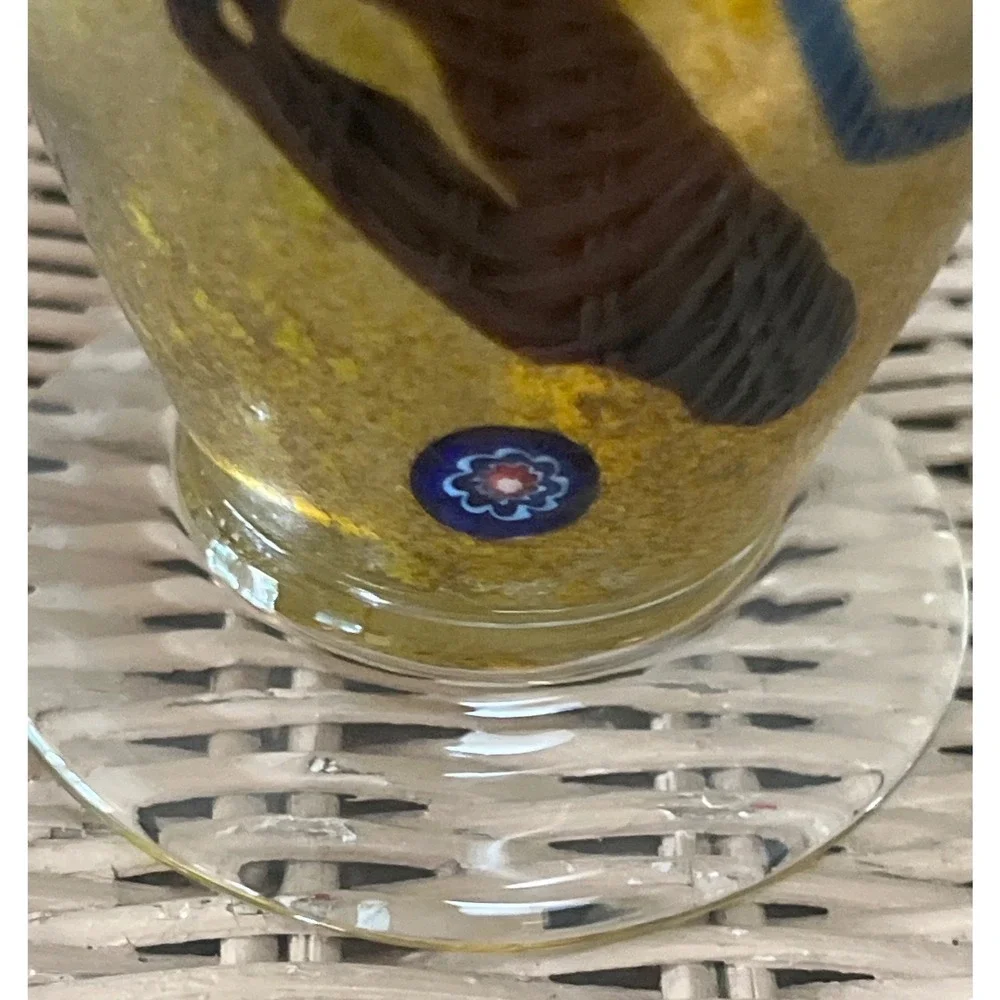 Vtg Murano Art Glass Oil Lamp Hand Blown Abstract Swirl Fused Murrina Seal